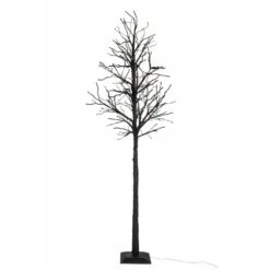 Arbre Nu + 150 Leds Blanc Chaud + Adaptateur Fil De 3m Paillettes Noir Extra Large 300cm
