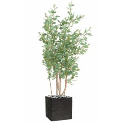 Joli Faux Eucalyptus En Pot H 160 Cm Feuillage Tissu Vert