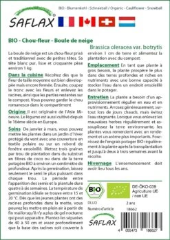 Kit De Culture - Bio - Chou-fleur - Boule De Neige - 70 Graines - Brassica Oleracea Var. Botrytis -VIDA Plantes Magasin 6406413d407ee0.82661291