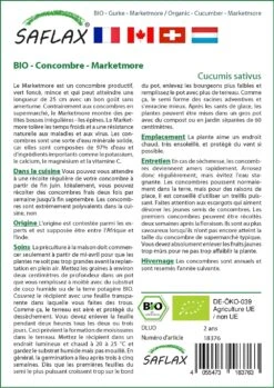 Kit De Culture - Bio - Concombre - Marketmore - 20 Graines - Cucumis Sativus -VIDA Plantes Magasin 640641696a9b18.60145631