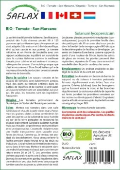 Kit De Culture - Bio - Tomate - San Marzano - 15 Graines - Solanum Lycopersicum -VIDA Plantes Magasin 6406416b5ce855.63143376