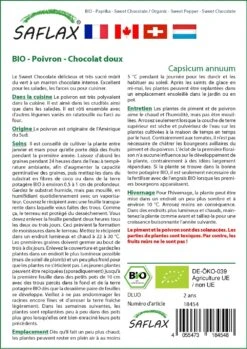 Kit De Culture - Bio - Poivron - Chocolat Doux - 10 Graines - Capsicum Annuum -VIDA Plantes Magasin 640641e55c1b33.99257532