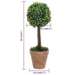 VIDAXL Plantes De Buis Artificiel 2 Pcs Avec Pots Boule Vert 56 Cm -VIDA Plantes Magasin cb0ba62229546034