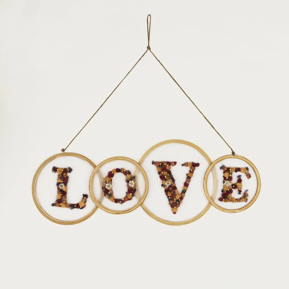 Fleurs Séchées Suspension Murale 86x2x33cm 3 Fleurs Séchées Suspension Murale 86x2x33cm