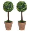 VIDAXL Plantes De Buis Artificiel 2 Pcs Avec Pots Boule Vert 56 Cm -VIDA Plantes Magasin e7ee342420d677f8